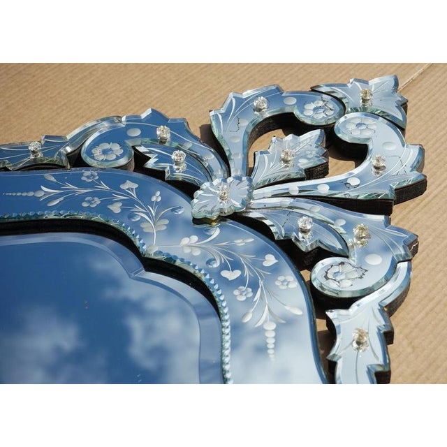 Antique Venetian Etched Glass Heart Shaped Wall Mirror, Italy, 1910s For Sale - Image 11 of 18