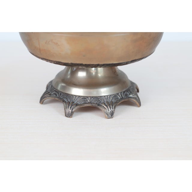 Metal Mid-Century Solid Brass Pedestal Bowl With Scalloped Rim For Sale - Image 7 of 14
