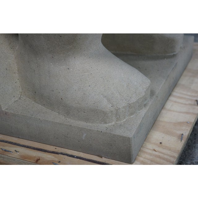 Tan Late 20th Century Monumental Limestone Nude Fertility Thinking Man 1000lb Garden Sculpture Statue For Sale - Image 8 of 14