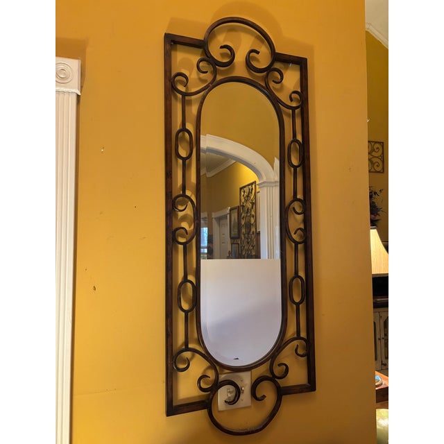 53 1/2" Scrollwork Iron Wall Mirror For Sale - Image 4 of 6
