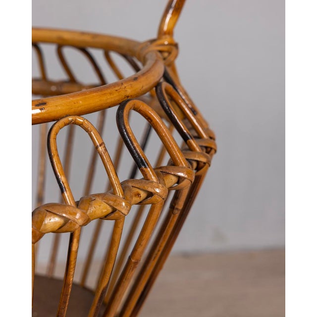 Wood Vintage Italian Bamboo and Wicker Basket, 1960s For Sale - Image 7 of 8