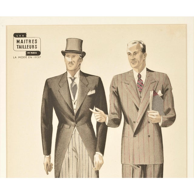 This is a RARE hard to find lithograph. It is an original French men’s tailoring lithograph that features classic styling...