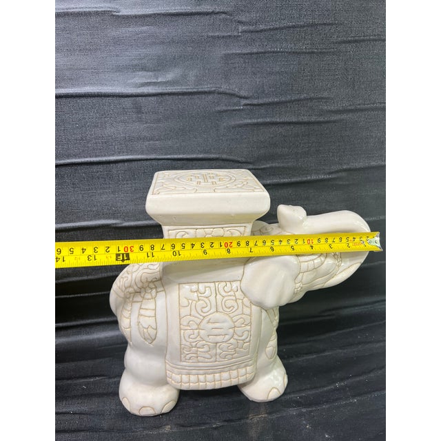 Vintage Elephant White Ceramic Glazed Stand Planter For Sale - Image 11 of 12