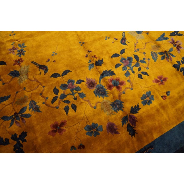 1920s Yellow Field Open Field Medallion Antique Art Deco Chinese Rug For Sale - Image 11 of 11