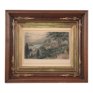 Antique Hand Colored Engraving "City of Cincinnati" Reproduction by William Wellstood