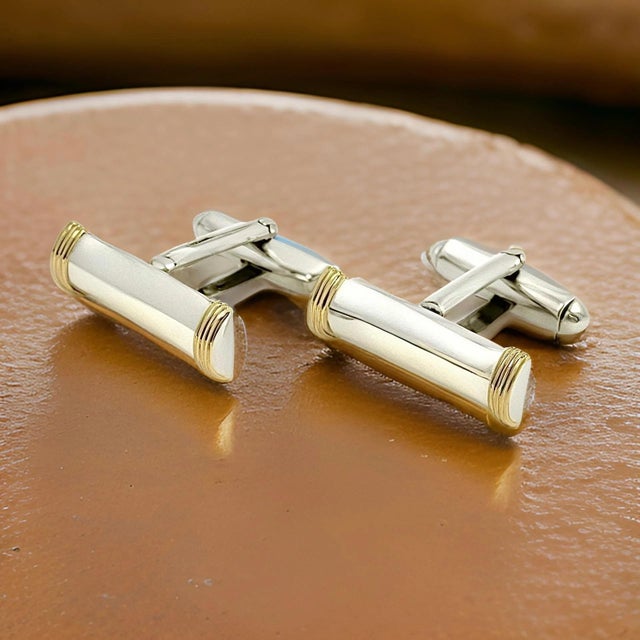 Tiffany & Co Estate Cufflinks 18k Gold Sterling Silver, 2 pieces For Sale - Image 12 of 12