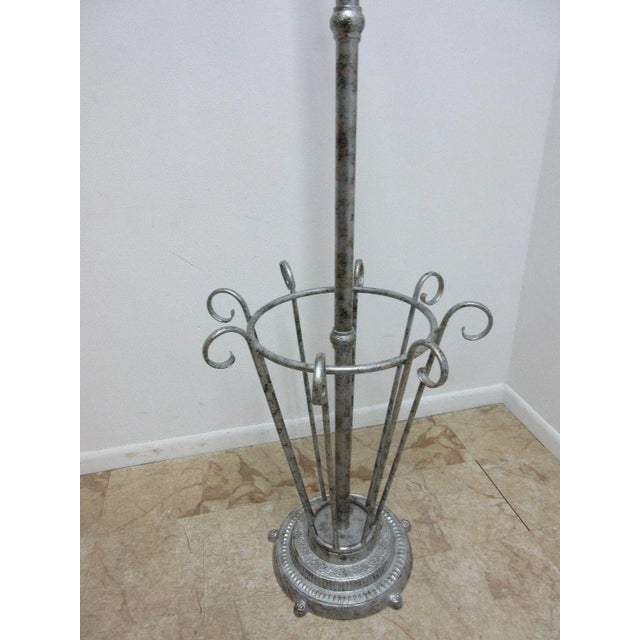 Metal Vintage French Regency Scrolled Cast Iron Metal Umbrella Stand Clothes Tree Rack For Sale - Image 7 of 9