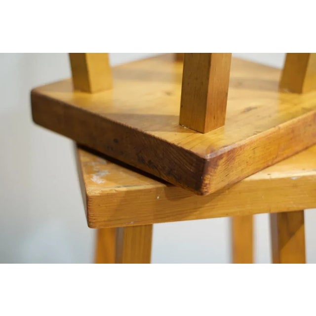 Tan Set of Vintage Wood Stools by Charlotte Perriand for Mountain Les Arcs, 1960s For Sale - Image 8 of 18