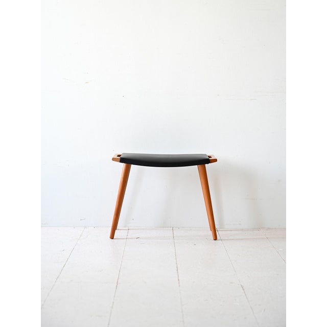 Vintage Stool in Wood and Leather, 1960s For Sale - Image 9 of 9
