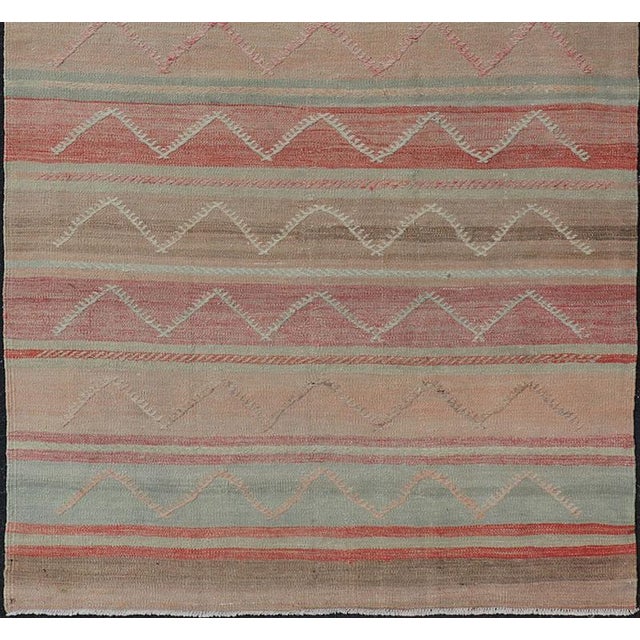 Traditional Multicolored Vintage Gallery Turkish Large Kilim Rug With Stripe Design For Sale - Image 3 of 12