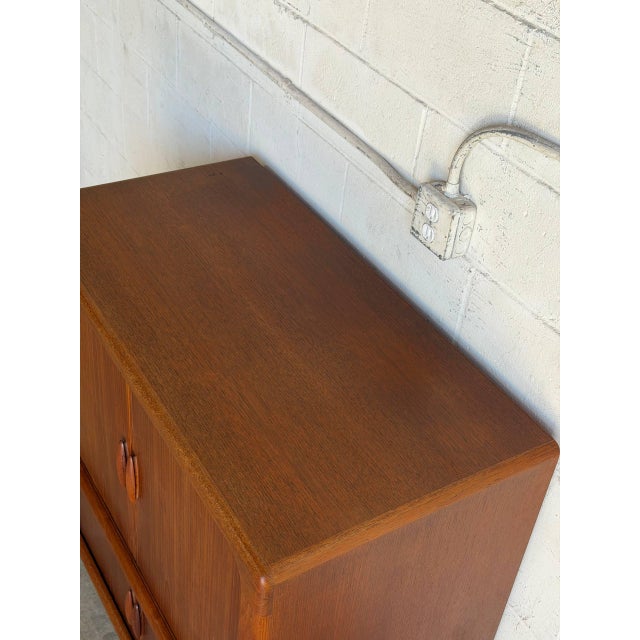 Wood In Style of Dyrlund Teak Tambour Door Rolling Cabinet Denmark Mid-Century Modern 1970s For Sale - Image 7 of 10