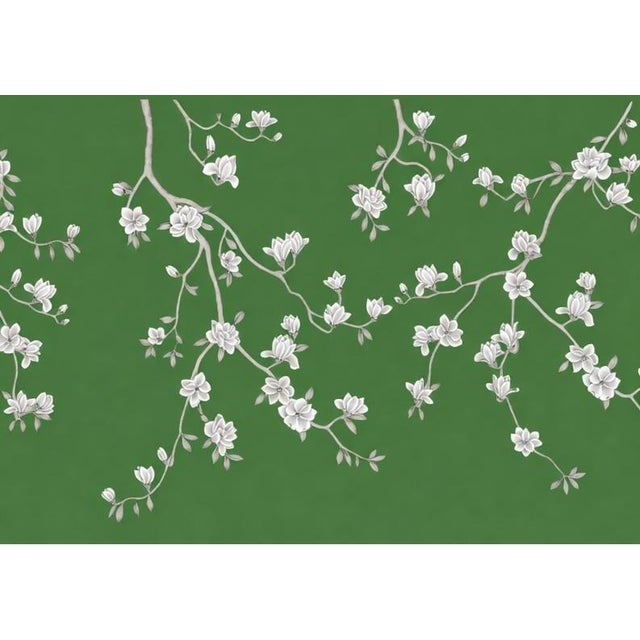 Chinese 36" * H100"/Panel * 5ps, Jade Green Magnolia Wallpaper, Magnolia‌ Wallpaper Mural, 5 Panels For Sale - Image 3 of 5