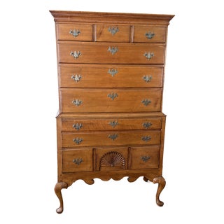 C. 1750s Maple Highboy Chest of Drawers For Sale