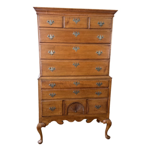 C. 1750s Maple Highboy Chest of Drawers For Sale
