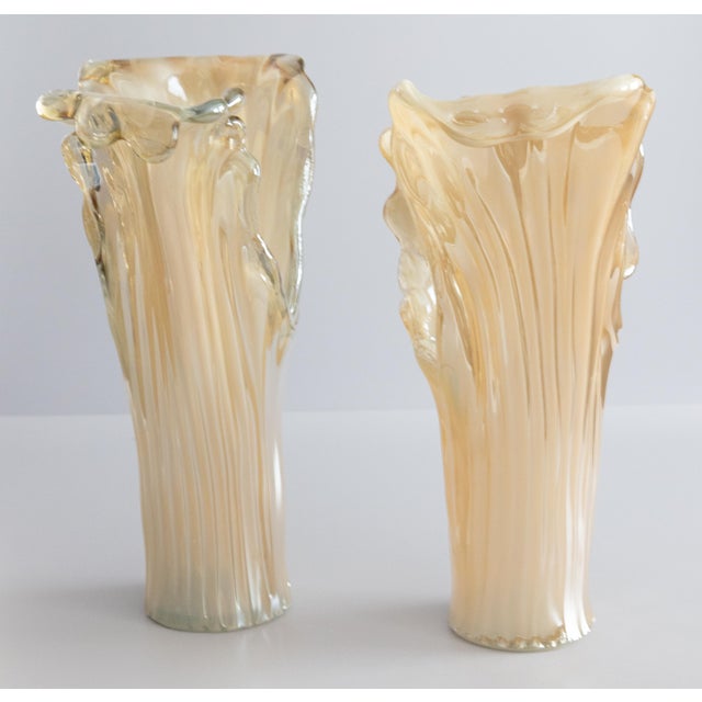 Murano Large Mid-Century Italian Murano Art Glass Vases - A Pair For Sale - Image 4 of 9