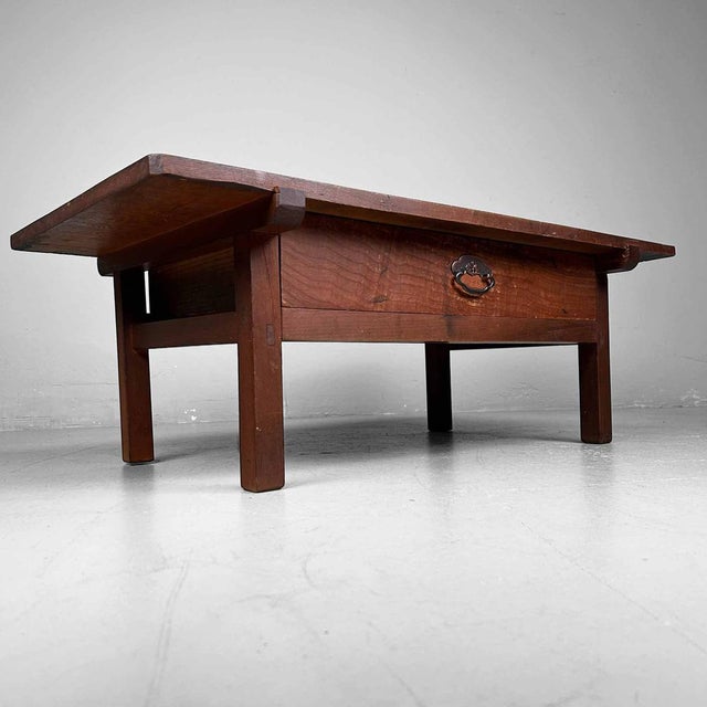 Brown Japanese Shosai-Ki Writing Table, 1920s For Sale - Image 8 of 14