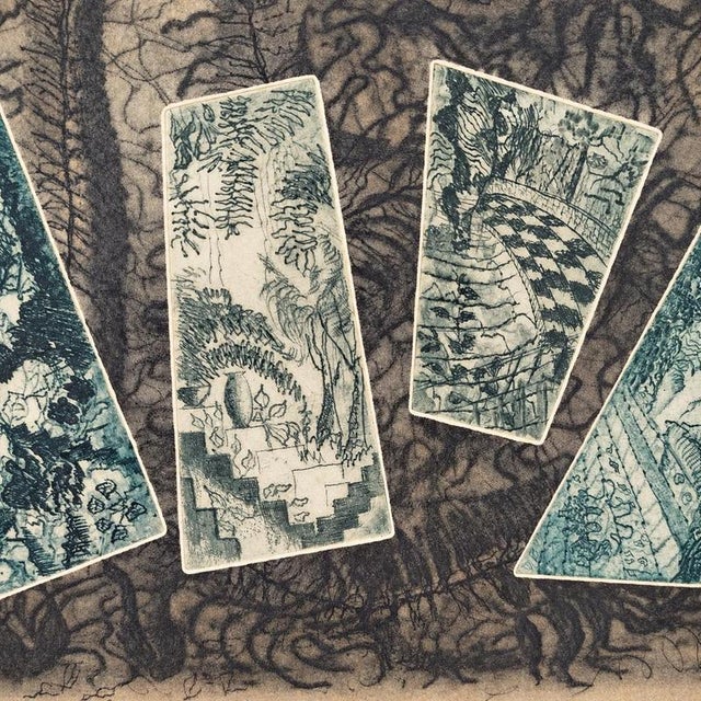 Engraving “gardens” - ignacio v. De araujo. Author: ignacio v. De araujo. Title: gardens. Technique: colored engraving on...