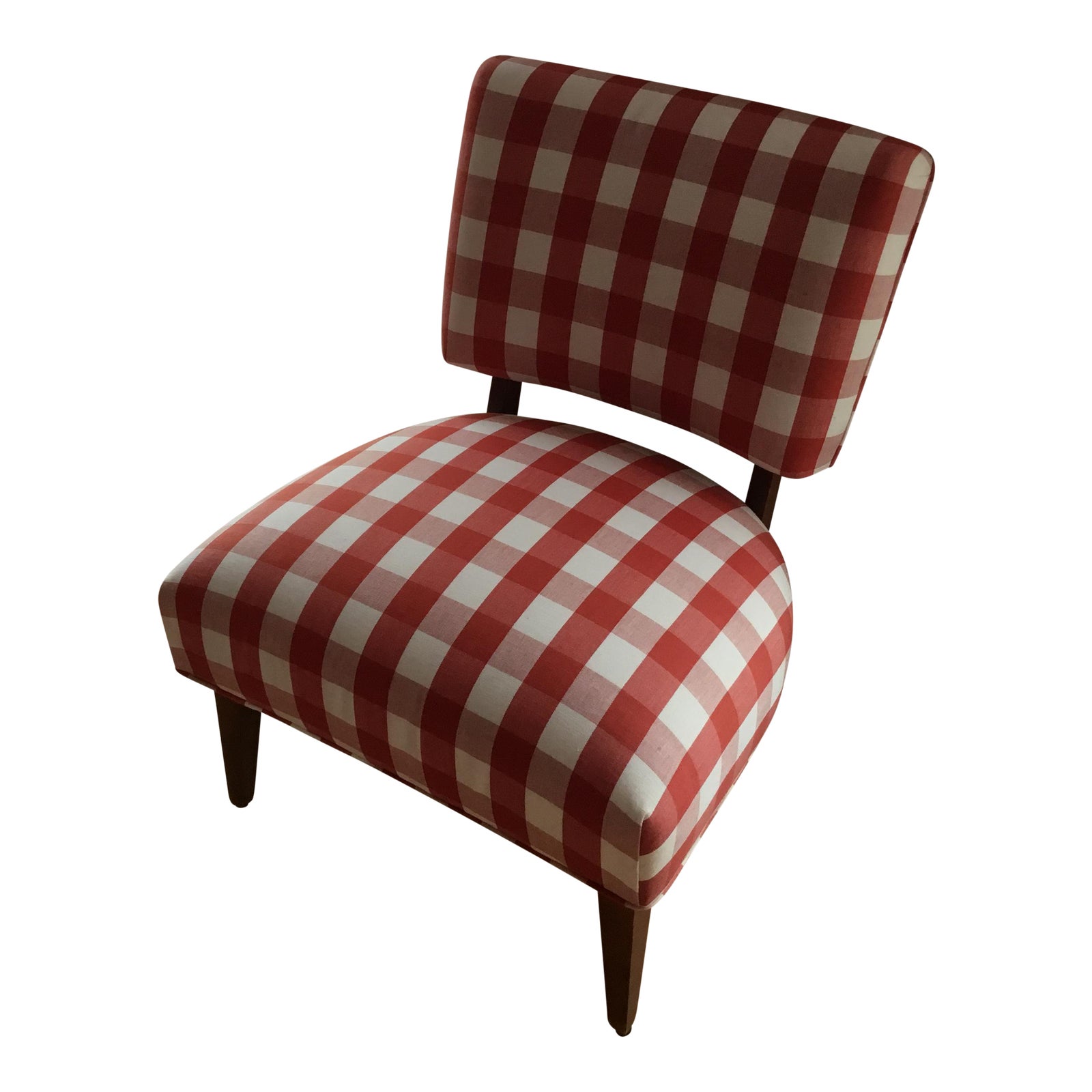 1980s Vintage Buffalo Plaid Upholstered Accent Chair | Chairish