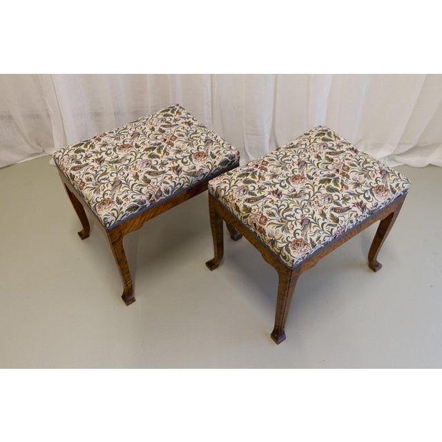 Rococo Set of Danish Rococo Style Stools in Birch, 1870s For Sale - Image 3 of 18