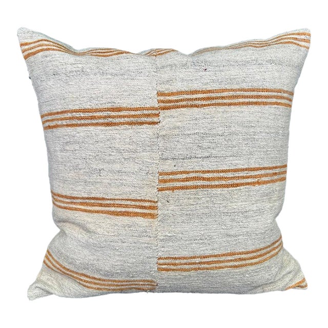Turkish Hemp Pillow Cushion Natural Beige Yellow Pillow Cushion Cover 20"x20" For Sale