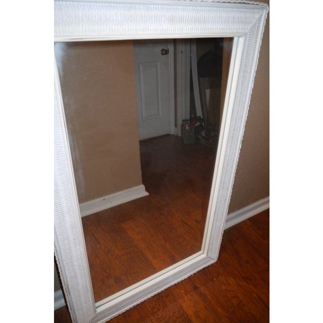 Lexington Furniture Late 20th Century Large White Lexington Wicker Wall Mirror Usa Made For Sale - Image 4 of 12