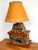Wood 1940s Rustic Stone Fireplace Lamp Plus Night Light With Shade For Sale - Image 7 of 12