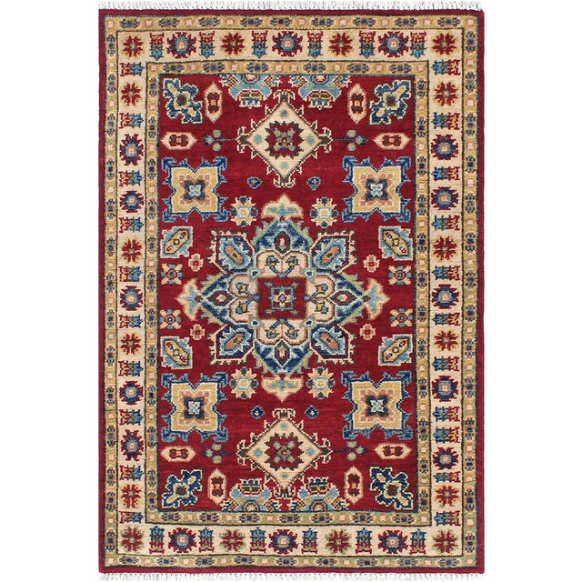 Red Southwestern Kazak Red/Beige Wool Rug - 2'9''x4'2'' For Sale - Image 8 of 10