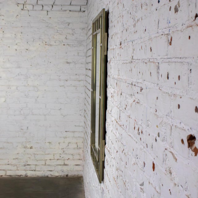 Late 20th Century Modern Large Rectangular Wall Mirror W/Brass Windowpane Frame For Sale - Image 10 of 18