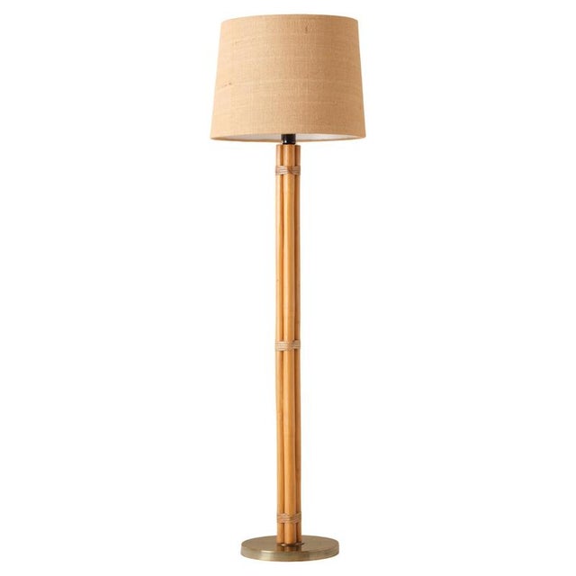 Wood Swedish Brass and Bamboo Floor Lamps attributed to Bergboms, 1970s, Set of 2 For Sale - Image 7 of 7