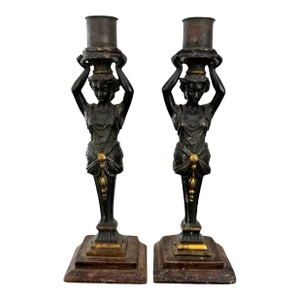 Pair of Antique Figurative Candlesticks