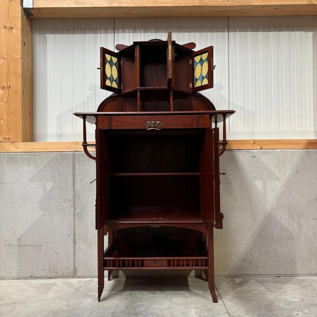 Brown Antique Art Nouveau Cabinet in Mahogany, 1920s For Sale - Image 8 of 18