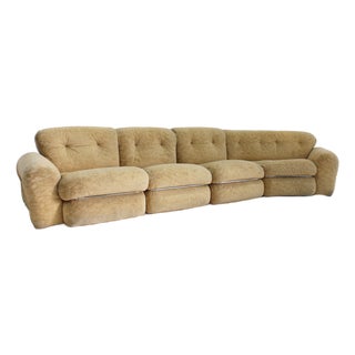Vintage Italian Curved Modular Chrome Sofa, 1970s, Set of 4 For Sale
