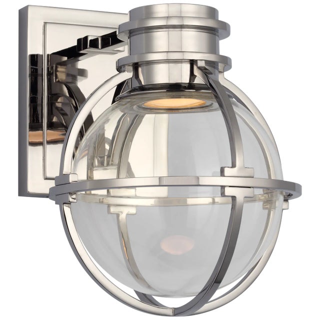 Gracie Single Sconce in Polished Nickel with Clear Glass Designer: Chapman & Myers Height: 8.75" Extension: 8.25"...