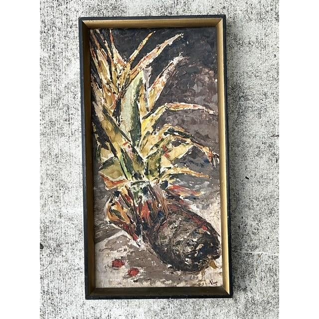 Mid 20th Century Vintage MCM Original Abstract Oil on Board For Sale - Image 5 of 12