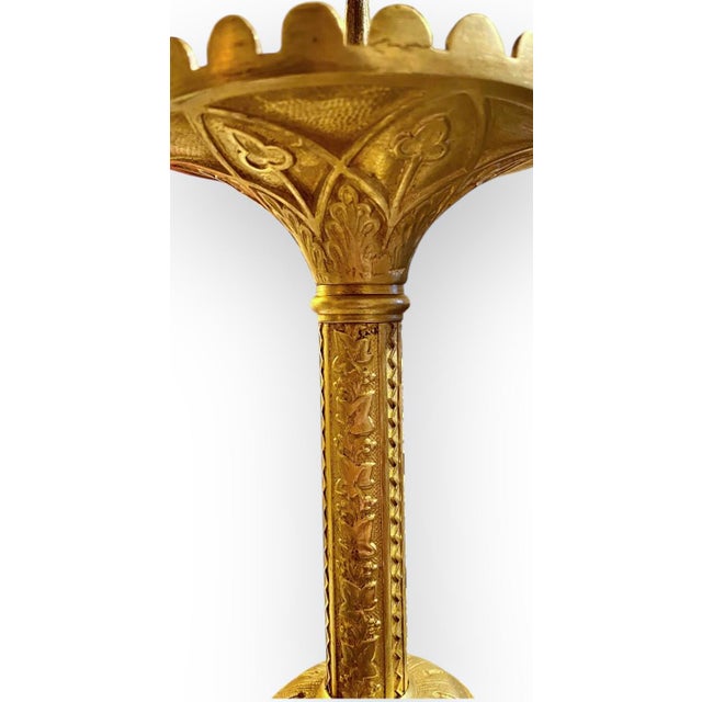 Late 19th Century Pr. Antique French Art Nouveau Gilt Brass Alter Candlesticks For Sale - Image 5 of 17