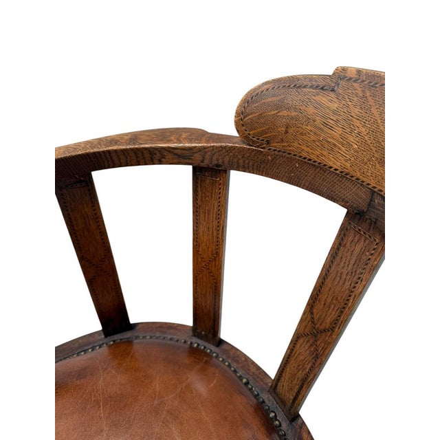 Art Deco Captains Armchair with Leather Seat, 1930s For Sale - Image 10 of 11