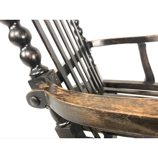 Italian Ebonized Oak Folding Armchair, 1800s For Sale - Image 11 of 15