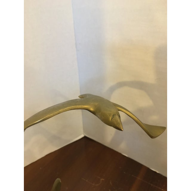 Vintage 1960s Brass Soaring Seagulls Sculpture For Sale - Image 9 of 13