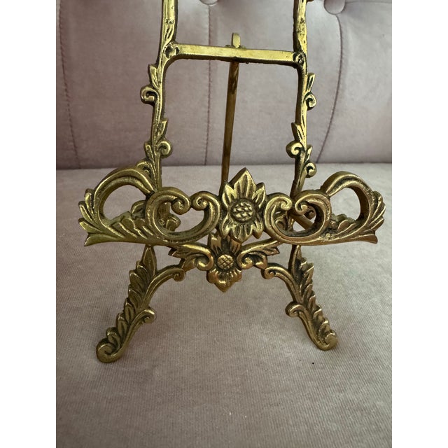 Vintage Brass Ornate Baroque Scrollwork Display Easel Stand & Matching Letter Holder For Sale - Image 4 of 5