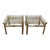 Mid Century Modern Pair of Steel, Brass & Glass Tables For Sale