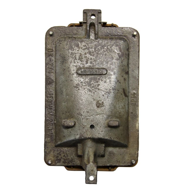 1950s Vintage Industrial Cast Iron and Striped Glass Sconce, 1950s For Sale - Image 5 of 6