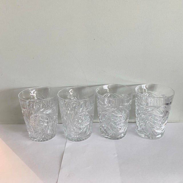 Antique Hand Cut Crystal Double Old Fashioned Glasses - Set of 4 For Sale - Image 4 of 9