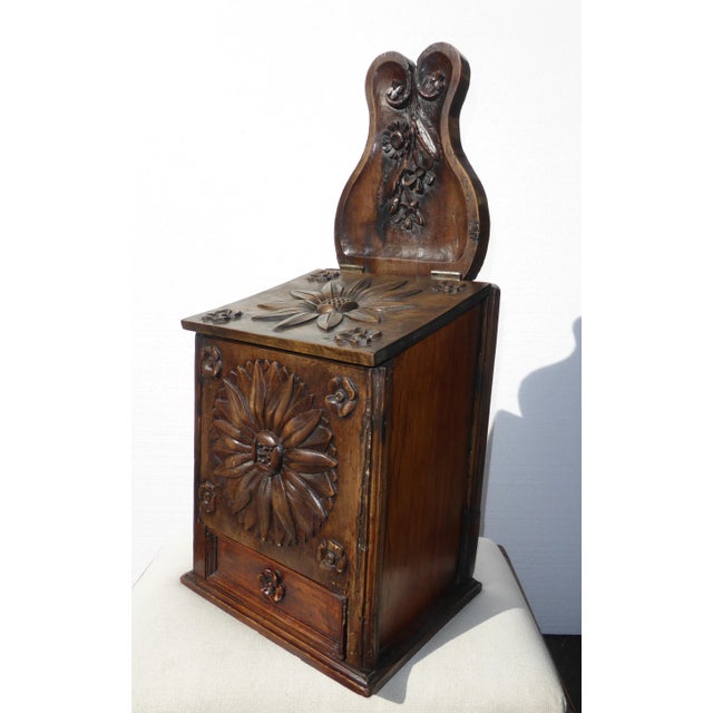 Farmhouse Vintage Floral Motif Carved Wood Box For Sale - Image 3 of 11