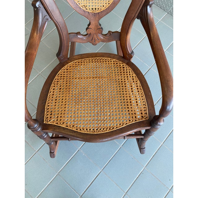 Late 19th Century Victorian Rocking Chair With Caned Seat and Back For Sale - Image 10 of 12