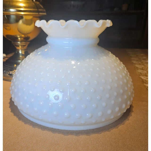 Bradley and Hubbard 1880's "Patent Applied For", Hobnail Milk Glass "Ring of Fire"' Shade For Sale - Image 13 of 18