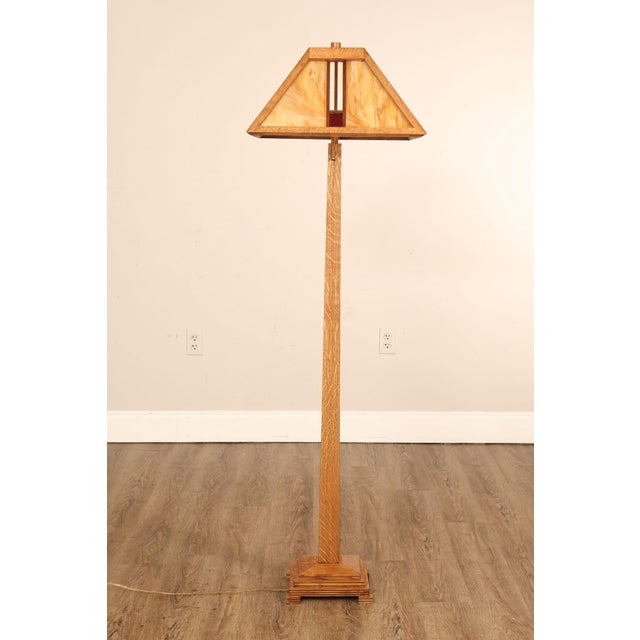 Ppl Fine Woodworking Mission Oak and Stained Glass Floor Lamp For Sale - Image 17 of 18