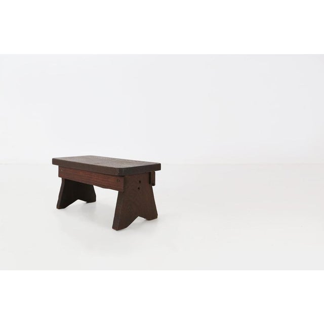 Rustic Wooden Stool, Belgium 1880s For Sale - Image 5 of 9