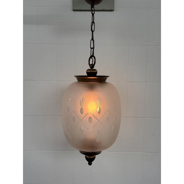 Vintage Glass and Brass Lantern, 1960s For Sale - Image 3 of 15