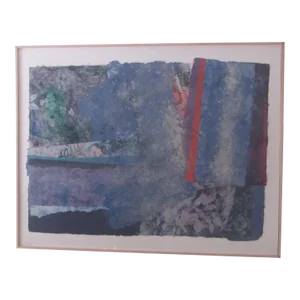 1980s Margie Hughto Mixed-Media Abstract Original Painting, Framed