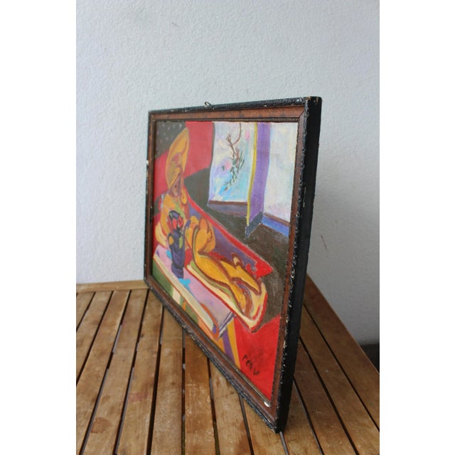 Modern Mid-Century Modern Composition, Oil Painting, 1950s, Framed For Sale - Image 3 of 10